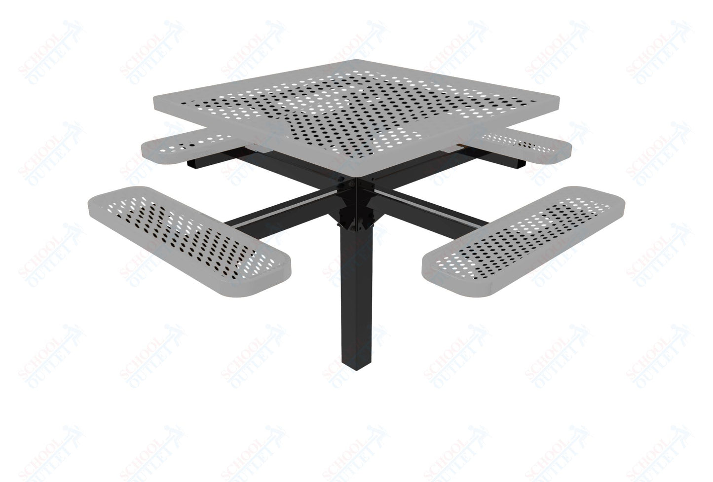 MyTcoat MYT-TSQ46-12 46″ Square Pedestal Picnic Table With Inground Mount (76"W x 76"D x 30"H)