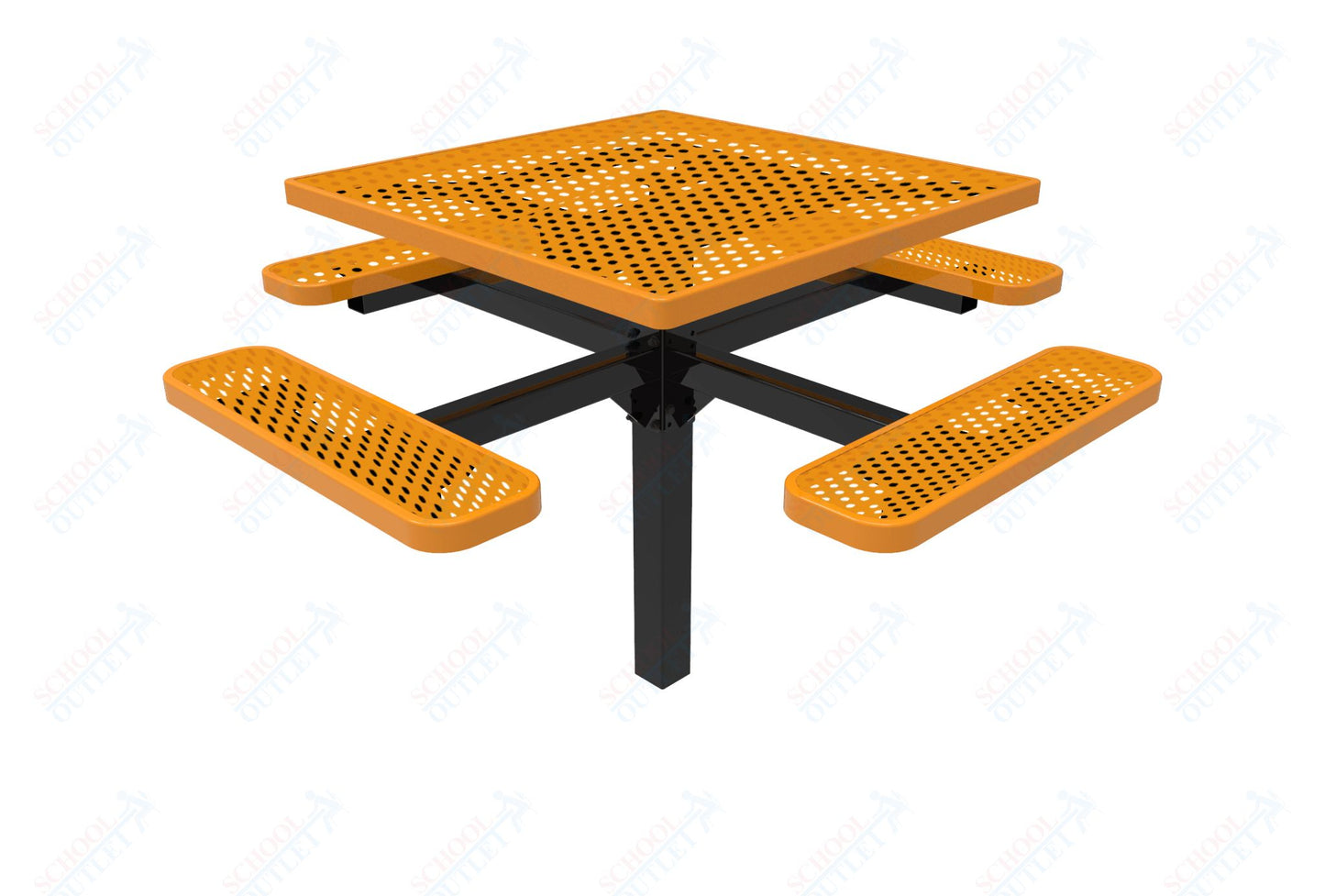 MyTcoat MYT-TSQ46-12 46″ Square Pedestal Picnic Table With Inground Mount (76"W x 76"D x 30"H)