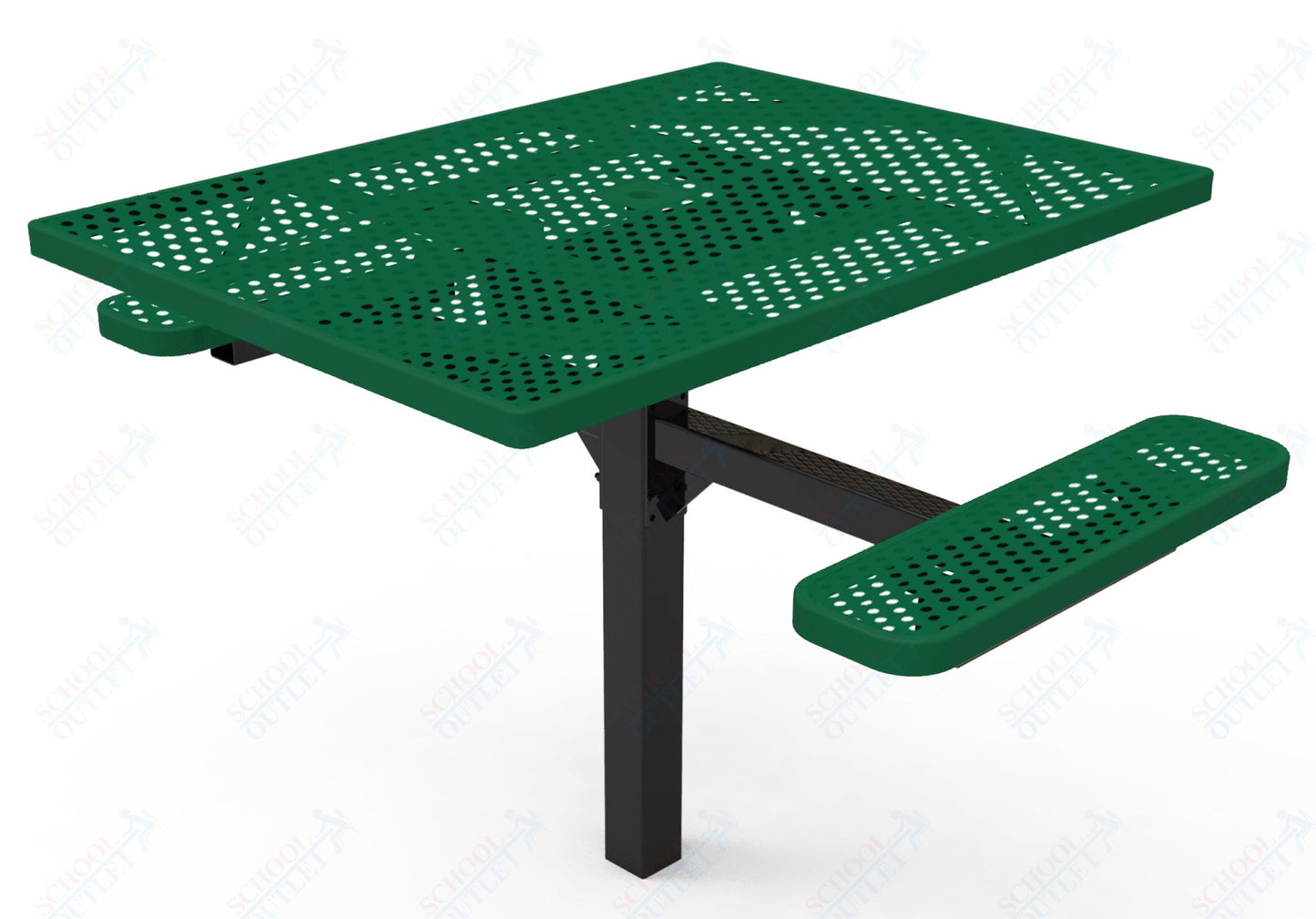 MyTcoat MYT-TSQ46-16-012 46″ Square Pedestal Picnic Table with Inground Mount, 2 Seat and Alternate ADA Accessible (77"W x 63"D x 30"H)