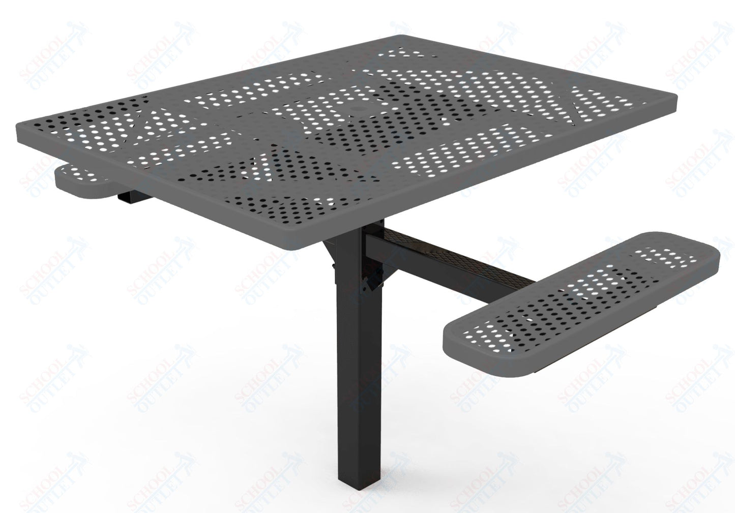 MyTcoat MYT-TSQ46-16-012 46″ Square Pedestal Picnic Table with Inground Mount, 2 Seat and Alternate ADA Accessible (77"W x 63"D x 30"H)