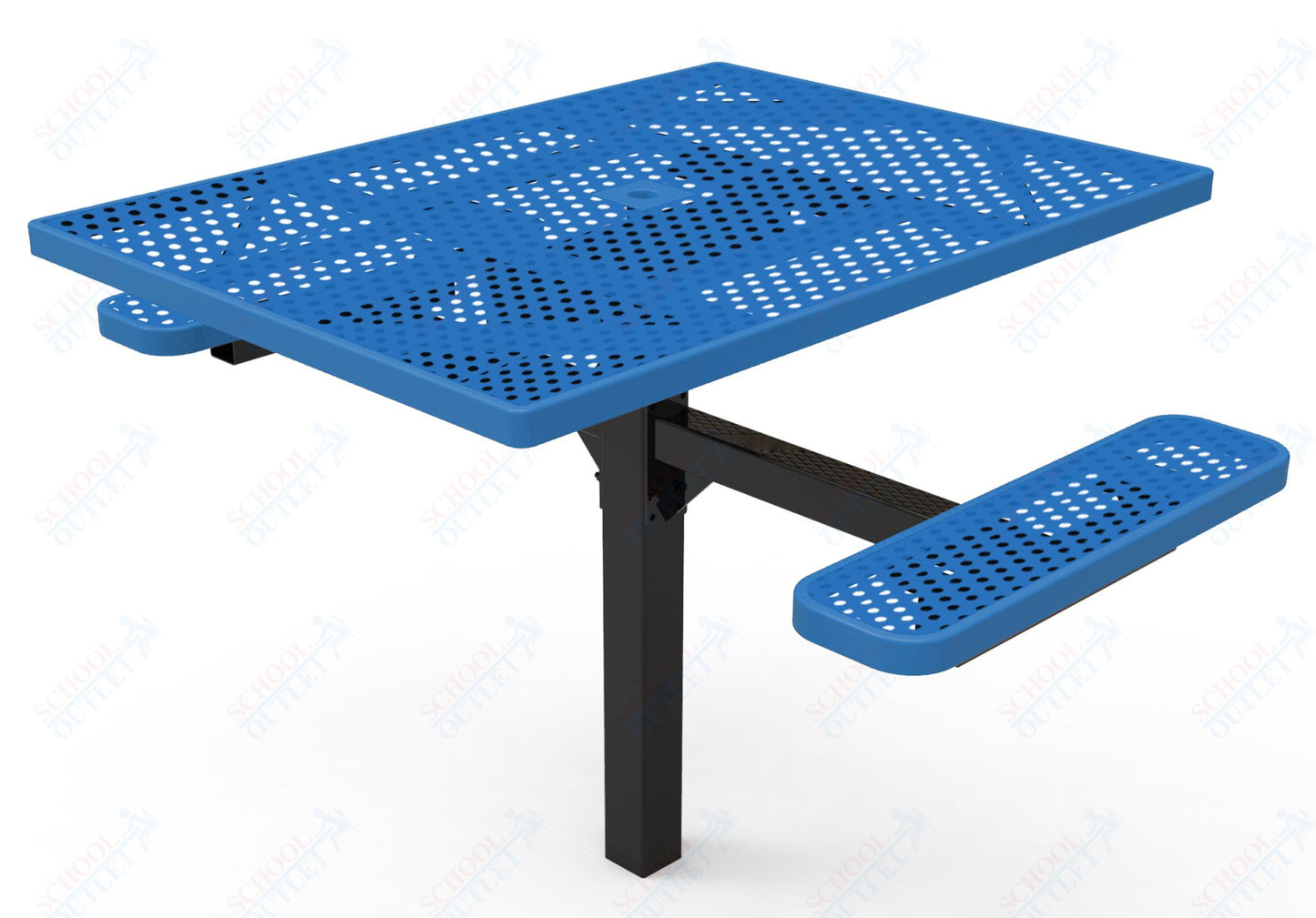 MyTcoat MYT-TSQ46-16-012 46″ Square Pedestal Picnic Table with Inground Mount, 2 Seat and Alternate ADA Accessible (77"W x 63"D x 30"H)