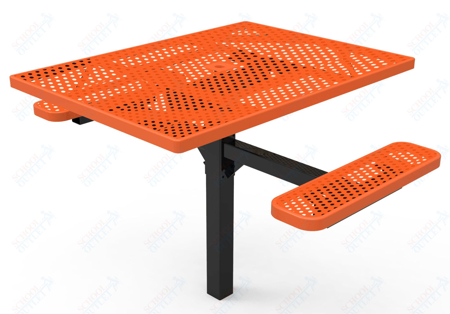 MyTcoat MYT-TSQ46-16-012 46″ Square Pedestal Picnic Table with Inground Mount, 2 Seat and Alternate ADA Accessible (77"W x 63"D x 30"H)