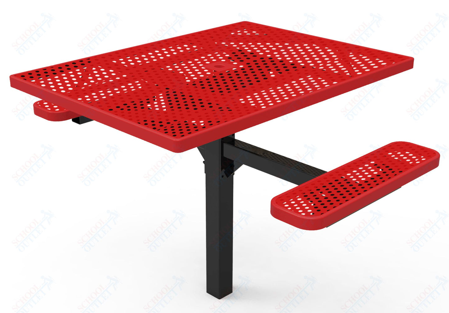MyTcoat MYT-TSQ46-16-012 46″ Square Pedestal Picnic Table with Inground Mount, 2 Seat and Alternate ADA Accessible (77"W x 63"D x 30"H)