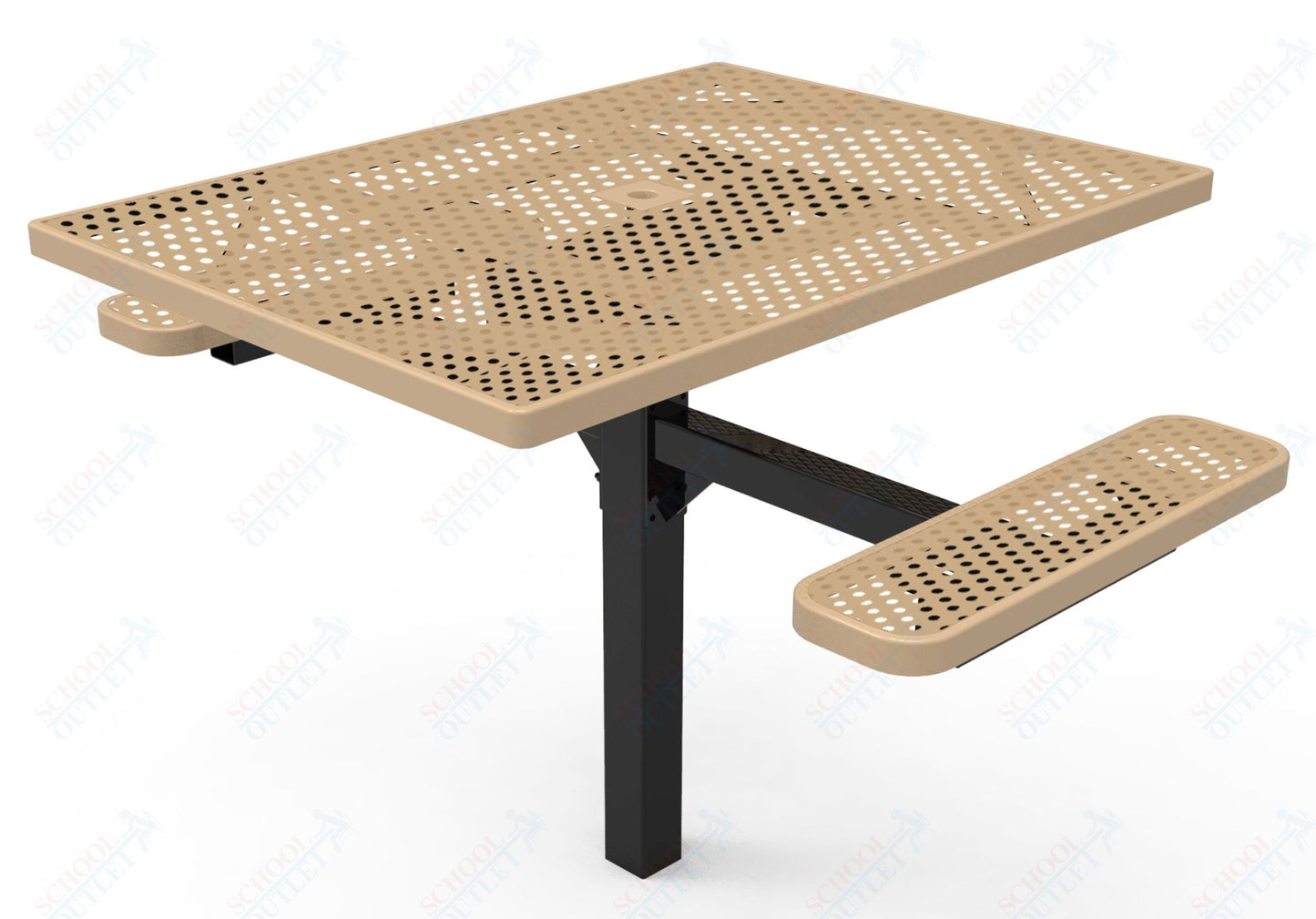 MyTcoat MYT-TSQ46-16-012 46″ Square Pedestal Picnic Table with Inground Mount, 2 Seat and Alternate ADA Accessible (77"W x 63"D x 30"H)