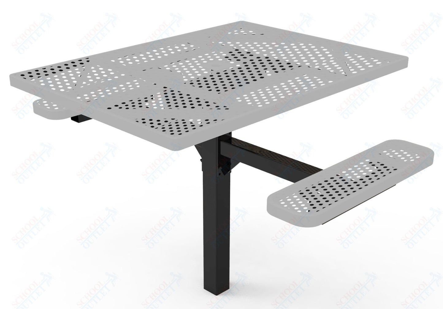 MyTcoat MYT-TSQ46-16-012 46″ Square Pedestal Picnic Table with Inground Mount, 2 Seat and Alternate ADA Accessible (77"W x 63"D x 30"H)