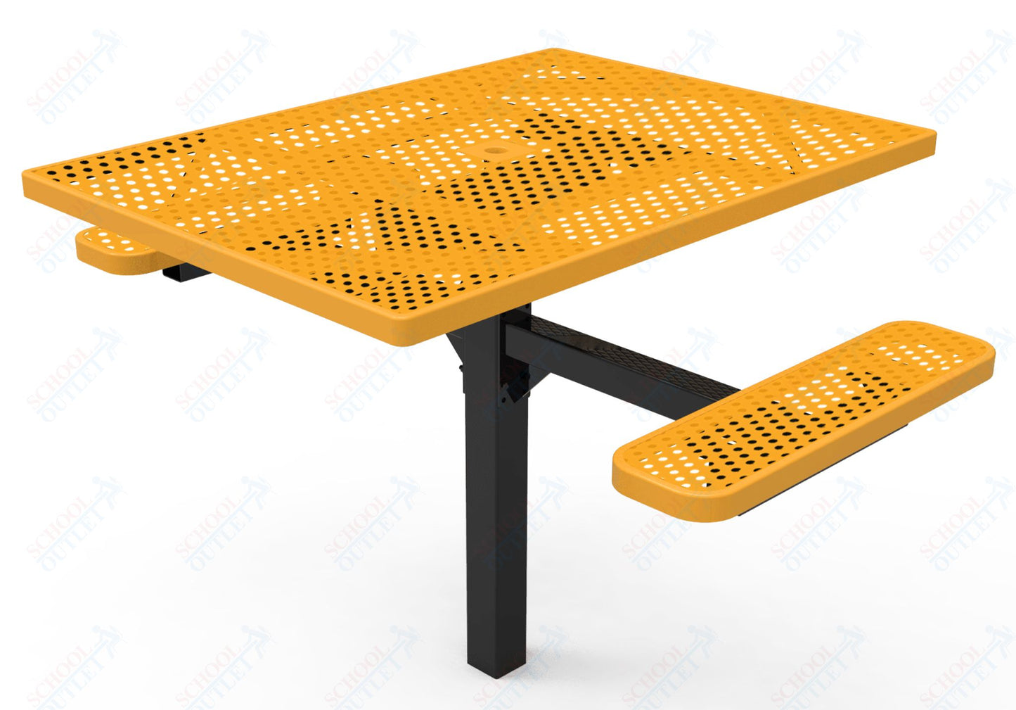 MyTcoat MYT-TSQ46-16-012 46″ Square Pedestal Picnic Table with Inground Mount, 2 Seat and Alternate ADA Accessible (77"W x 63"D x 30"H)