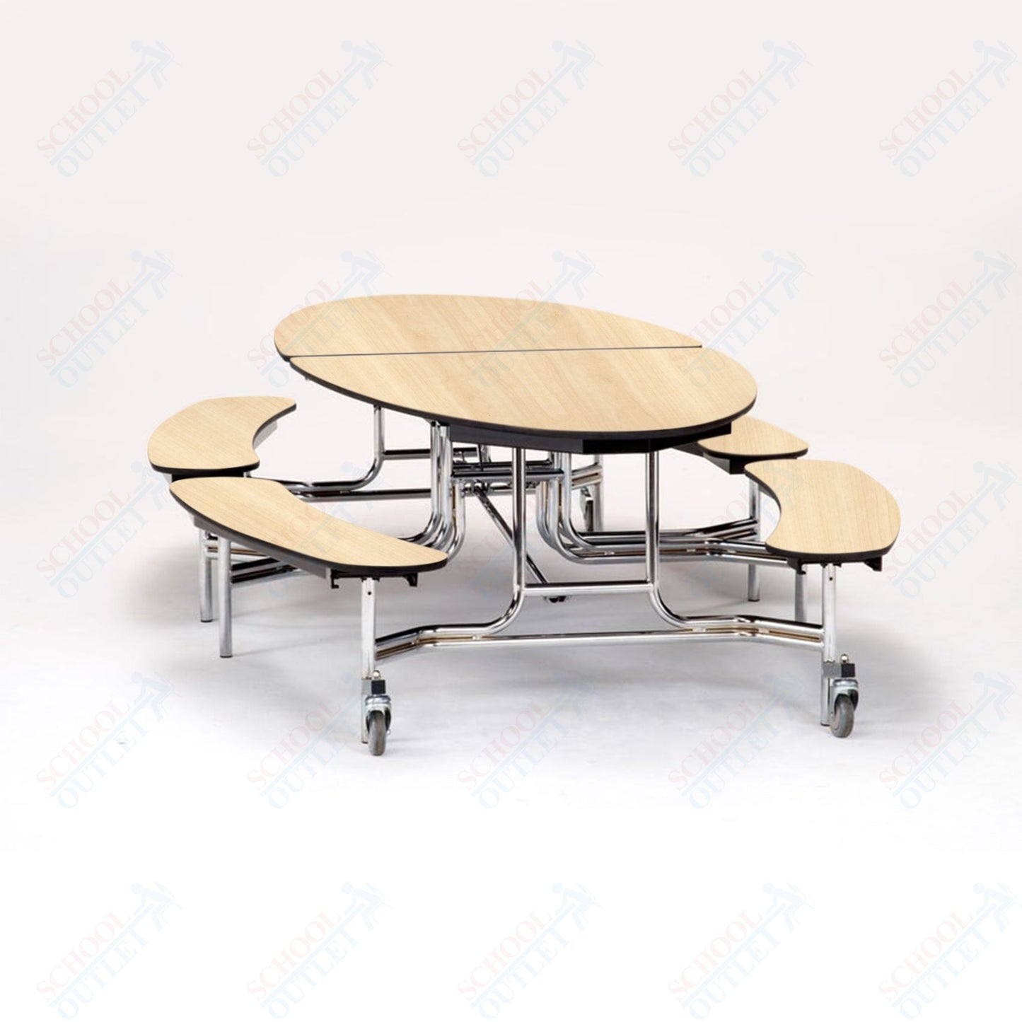 NPS Mobile Cafeteria 10' Elliptical Fixed Bench Unit - Seats 8-12 (National Public Seating NPS-METB)
