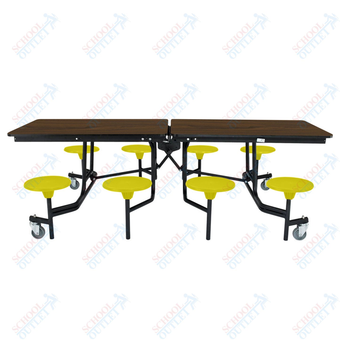 NPS Mobile Cafeteria Table - 30" W x 8' L - 8 Stools - MDF Core - Protect Edge - Chrome Frame