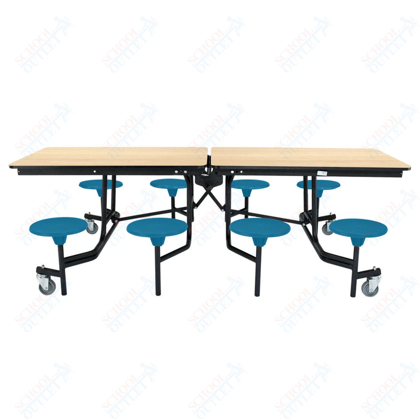 NPS Mobile Cafeteria Table - 30" W x 8' L - 8 Stools - Particleboard Core - T-Molding Edge - Chrome Frame