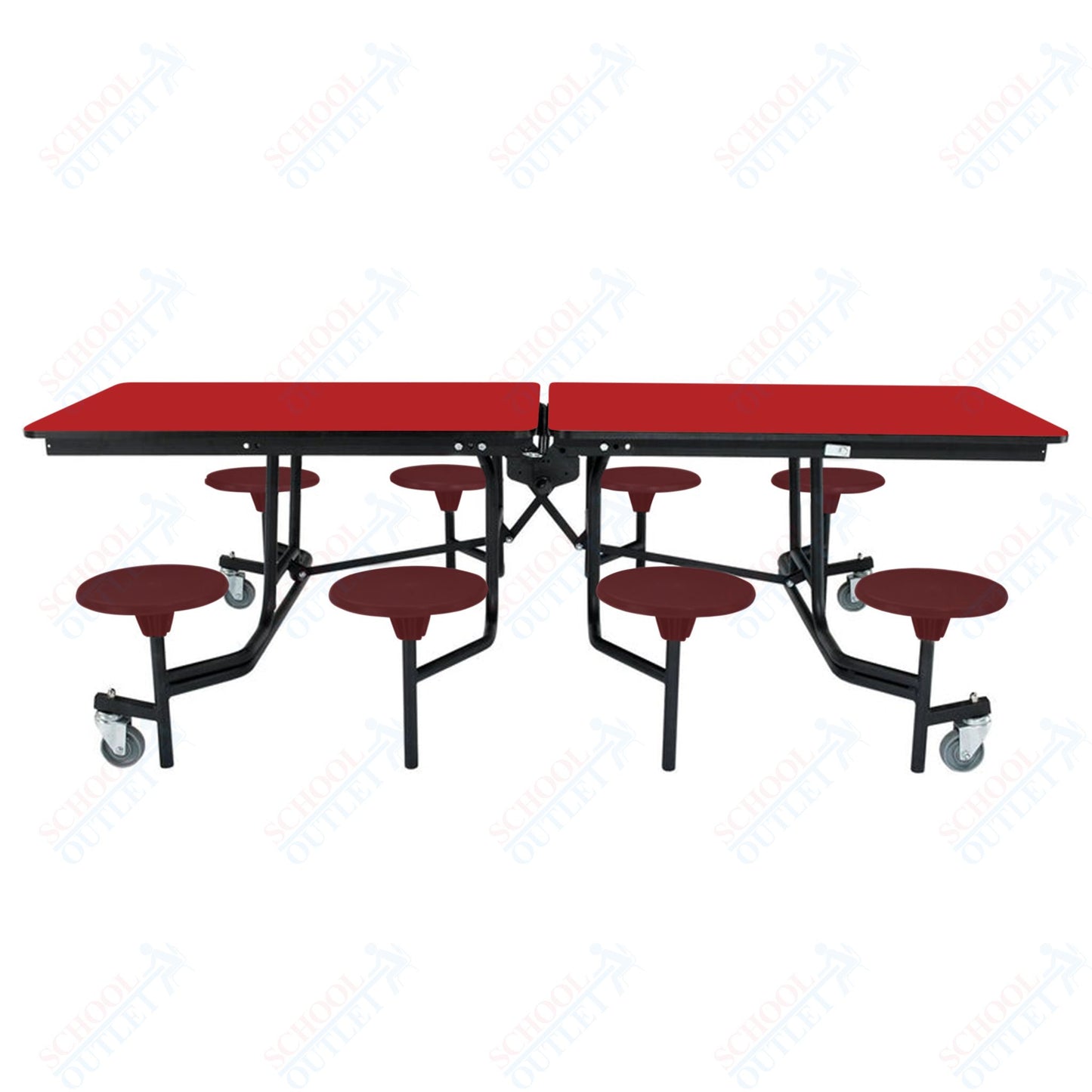 NPS Mobile Cafeteria Table - 30" W x 8' L - 8 Stools - Particleboard Core - T-Molding Edge - Chrome Frame