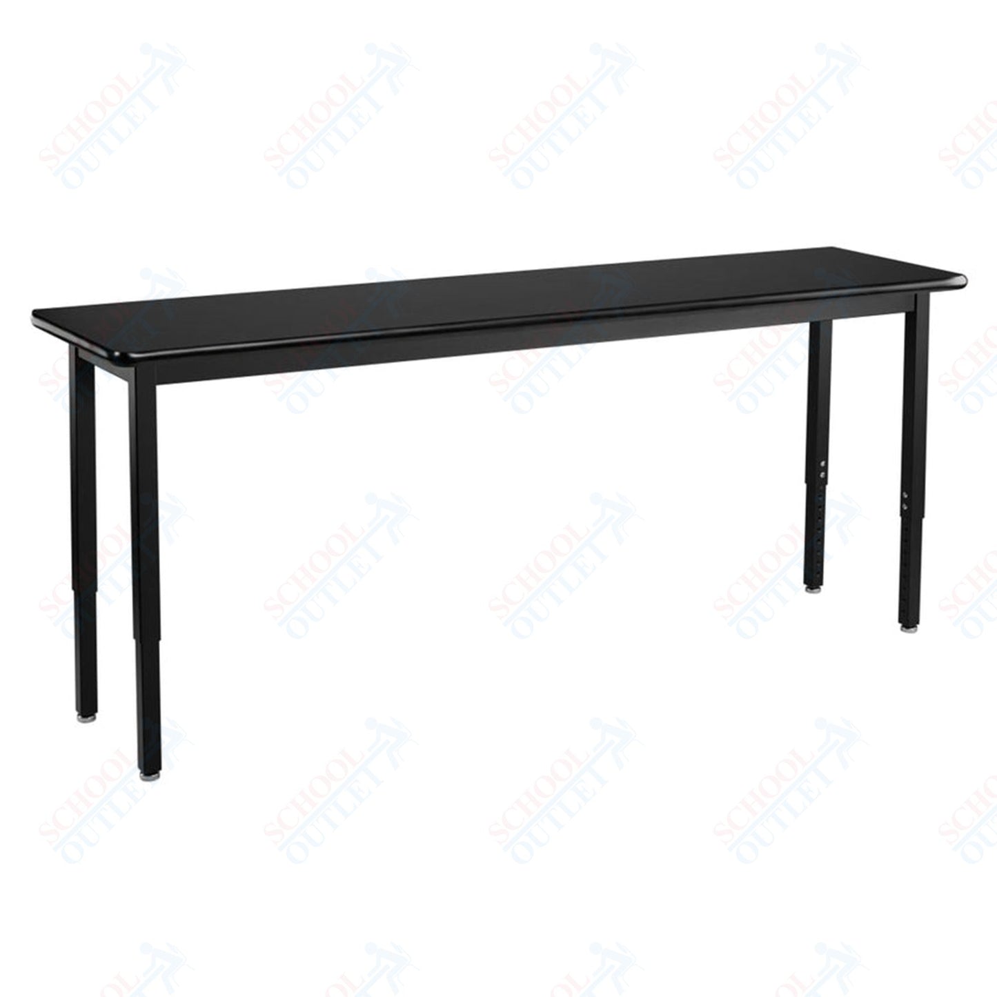 NPS Height Adjustable Science Lab Table, 18" X 96", Steel Legs (National Public Seating NPS-SLTX-1896)