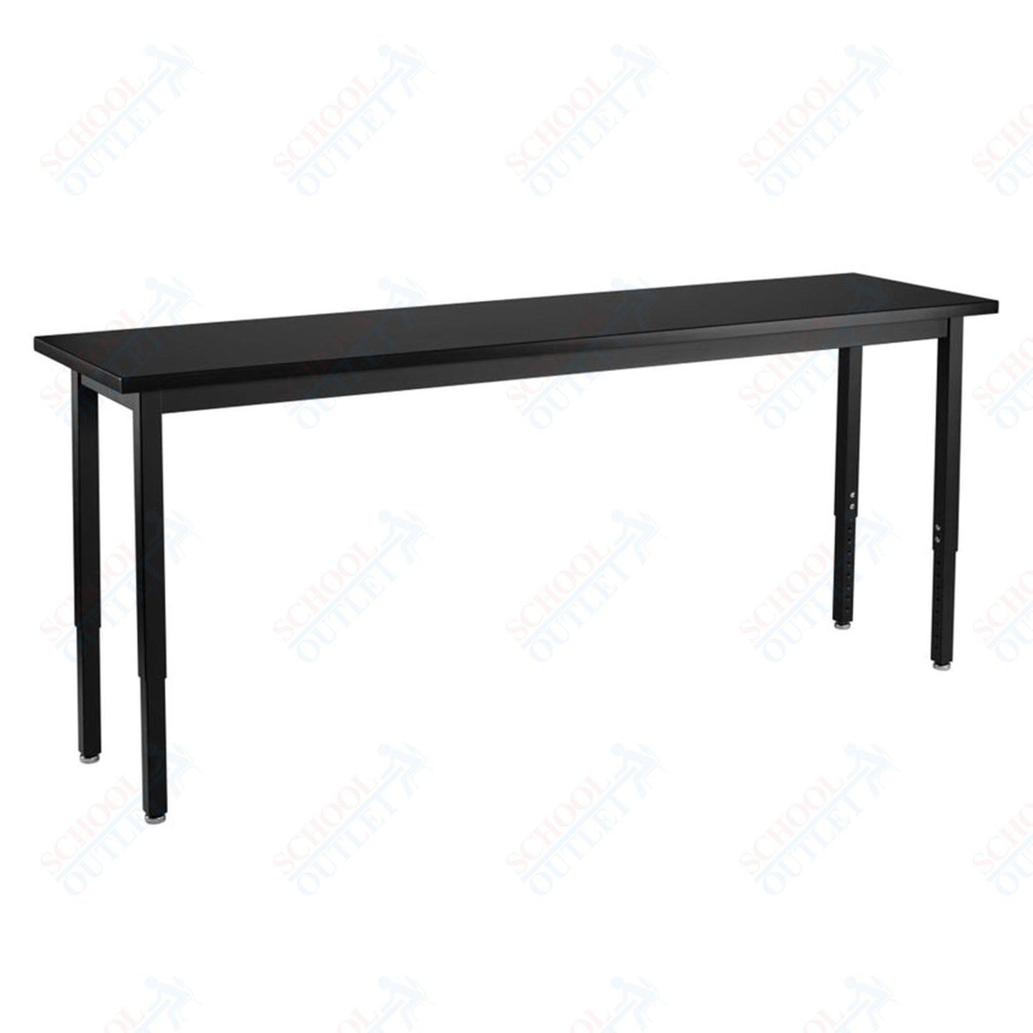 NPS Height Adjustable Science Lab Table, 18" X 96", Steel Legs (National Public Seating NPS-SLTX-1896)