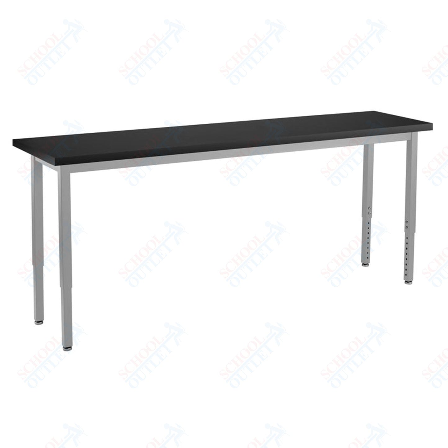 NPS Height Adjustable Science Lab Table, 18" X 72", Steel Legs (National Public Seating NPS-SLTX-1872)