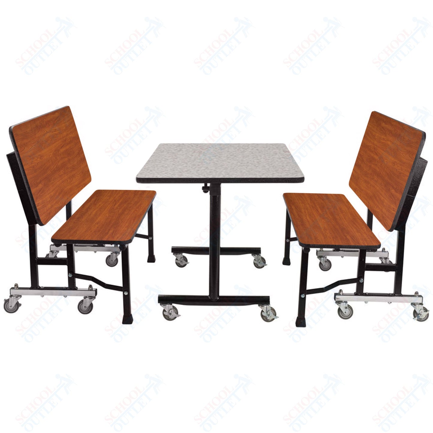 NPS ToGo Booth Set, (1) 24"x48" Table and (2) 48" Benches, MDF Core (National Public Seating NPS-TGBTH2448MDPE)