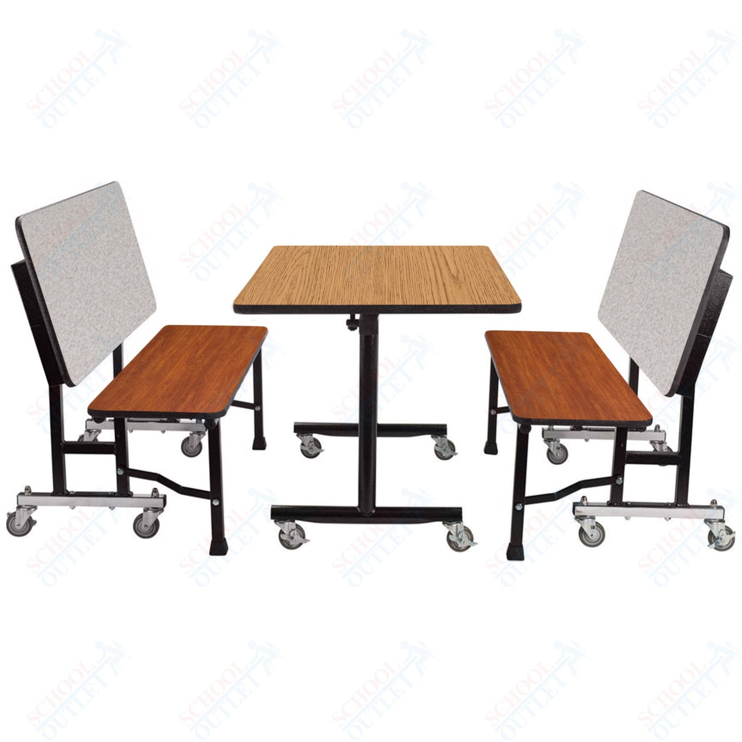 NPS ToGo Booth Set, (1) 24"x48" Table and (2) 48" Benches, MDF Core (National Public Seating NPS-TGBTH2448MDPE)