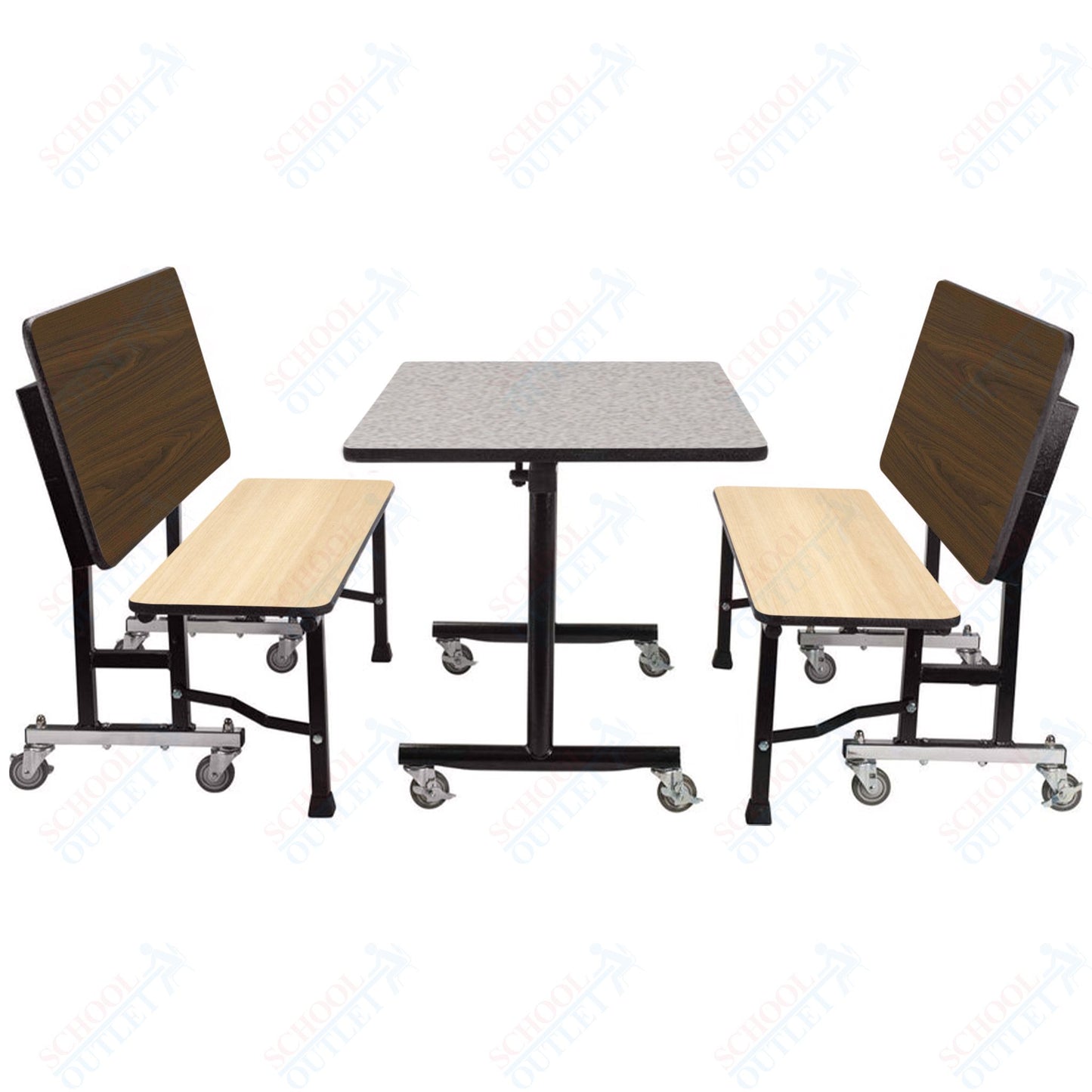 NPS ToGo Booth Set, (1) 24"x48" Table and (2) 48" Benches, MDF Core (National Public Seating NPS-TGBTH2448MDPE)