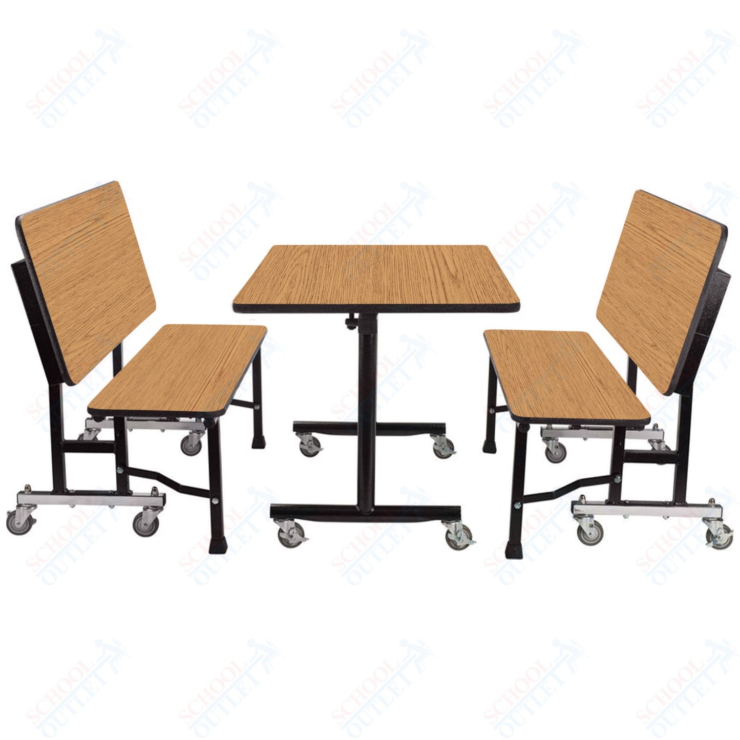 NPS ToGo Booth Set, (1) 24"x48" Table and (2) 48" Benches, MDF Core (National Public Seating NPS-TGBTH2448MDPE)