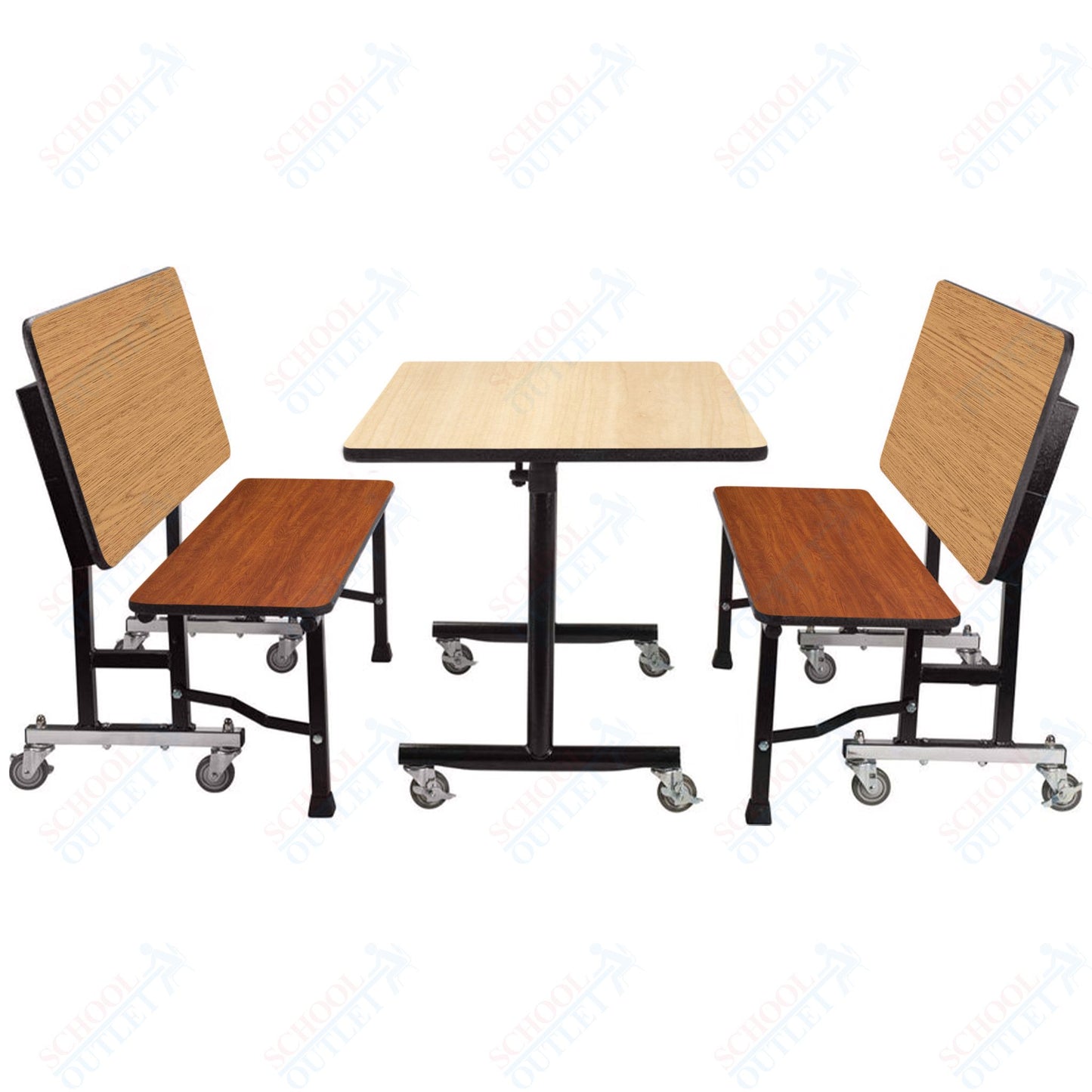 NPS ToGo Booth Set, (1) 30"x48" Table and (2) 48" Benches, MDF Core (National Public Seating NPS-TGBTH3048MDPE)