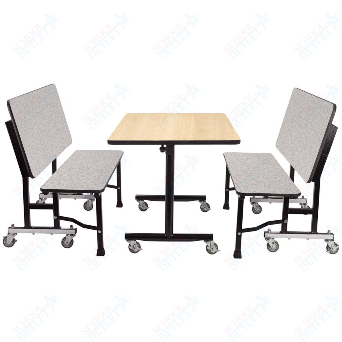 NPS ToGo Booth Set, (1) 30"x48" Table and (2) 48" Benches, MDF Core (National Public Seating NPS-TGBTH3048MDPE)