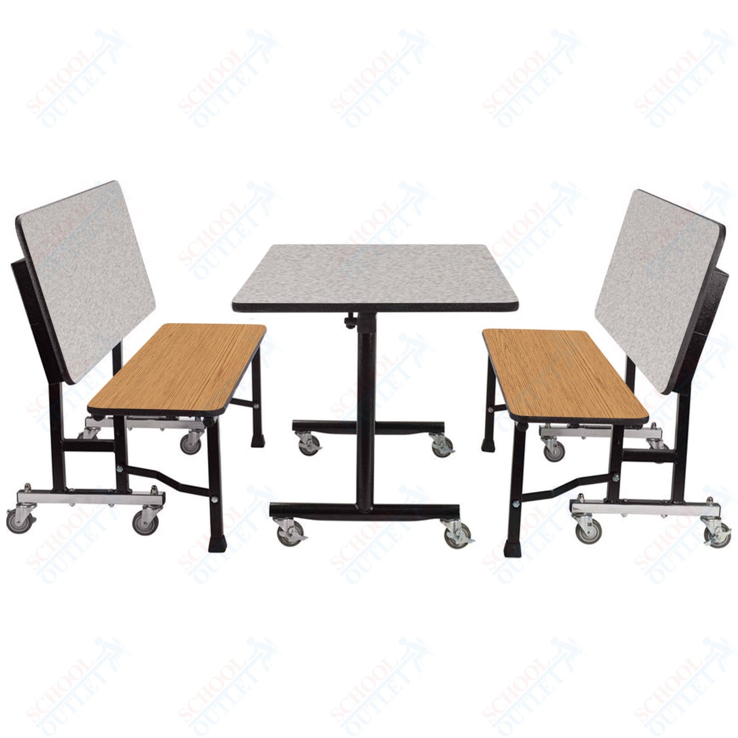 NPS ToGo Booth Set, (1) 30"x48" Table and (2) 48" Benches, MDF Core (National Public Seating NPS-TGBTH3048MDPE)