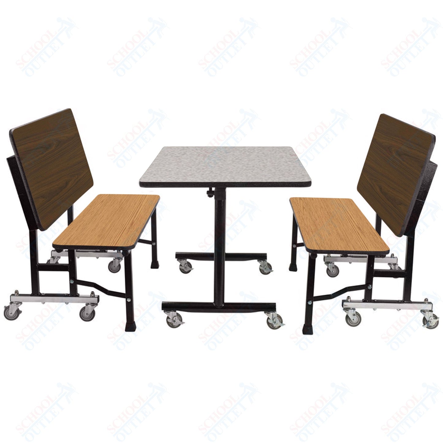 NPS ToGo Booth Set, (1) 30"x48" Table and (2) 48" Benches, MDF Core (National Public Seating NPS-TGBTH3048MDPE)