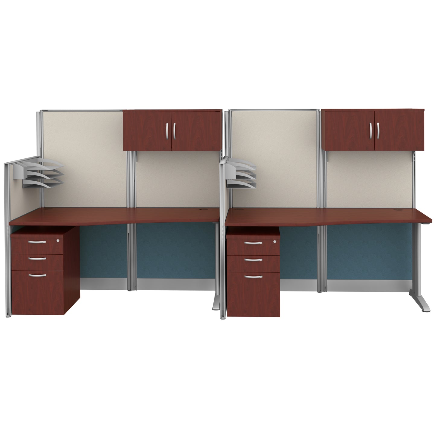 Regency Instant Office 2 Person In-Line Cubicle Panel Workstation with Storage 129"W x 33"D x 63"H (REG-OIAH005XX)