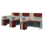 Regency Instant Office 3 Person F-Shaped Cubicle Panel Workstation with Storage 193