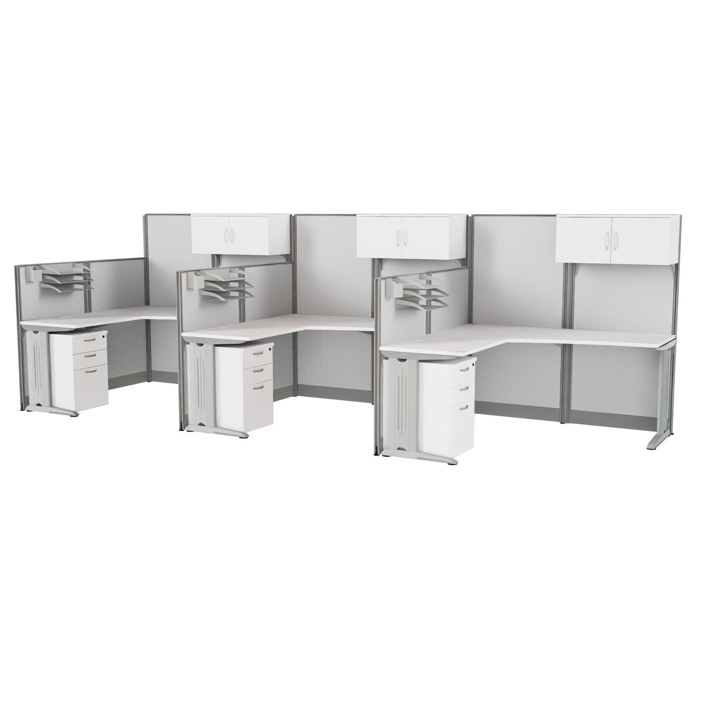 Regency Instant Office 3 Person F-Shaped Cubicle Panel Workstation with Storage 193"W x 33"D x 63"H (REG-OIAH006XX)