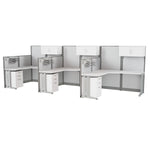 Regency Instant Office 3 Person F-Shaped Cubicle Panel Workstation with Storage 193