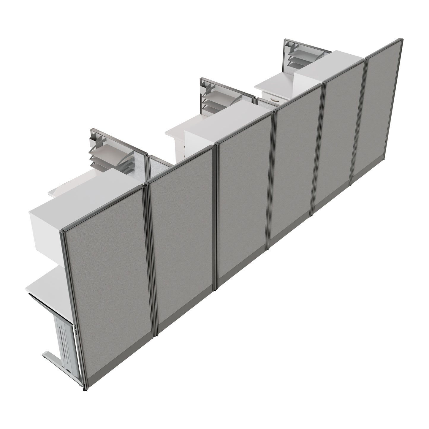 Regency Instant Office 3 Person F-Shaped Cubicle Panel Workstation with Storage 193"W x 33"D x 63"H (REG-OIAH006XX)