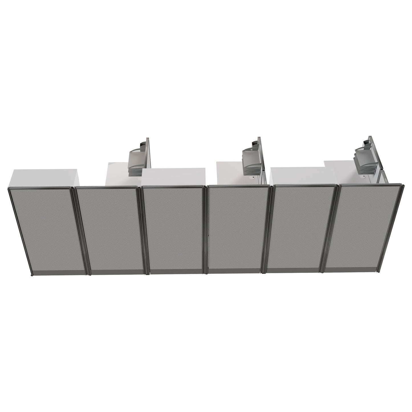 Regency Instant Office 3 Person F-Shaped Cubicle Panel Workstation with Storage 193"W x 33"D x 63"H (REG-OIAH006XX)