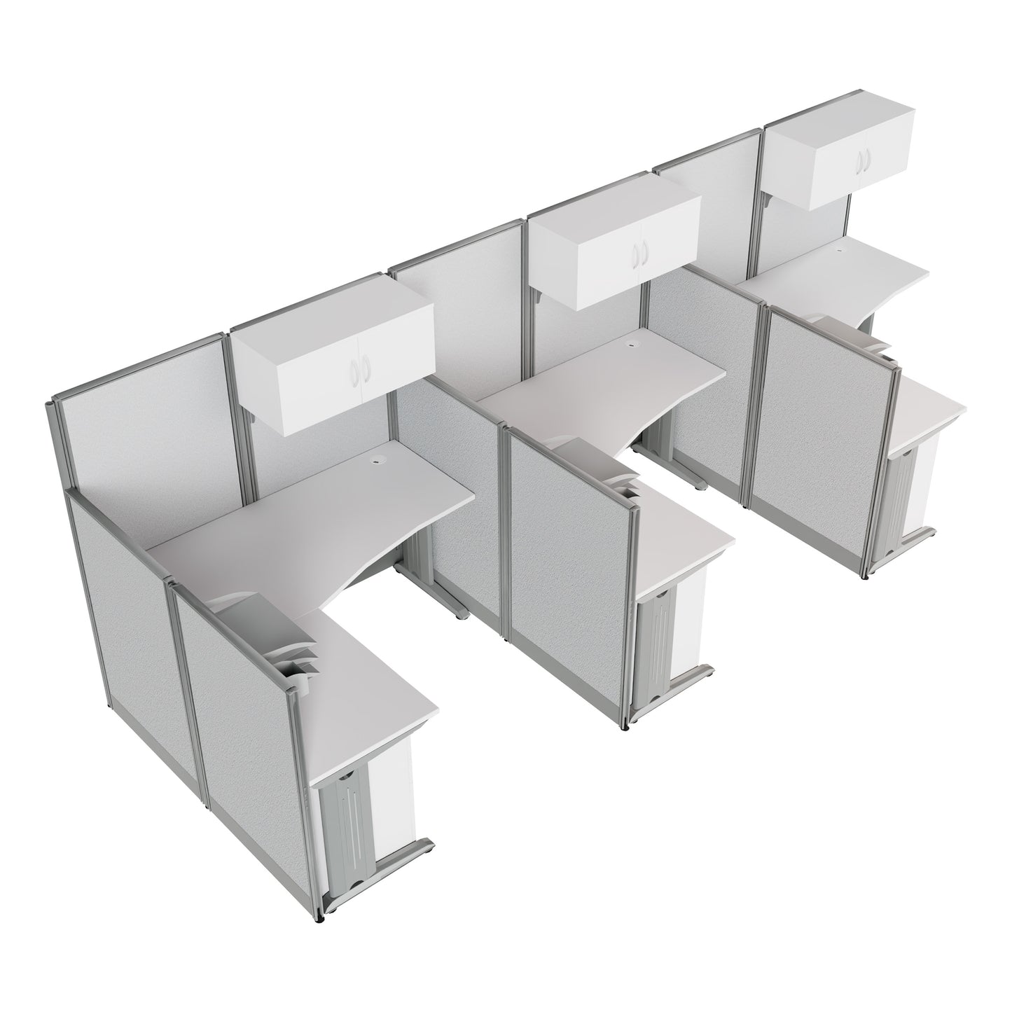 Regency Instant Office 3 Person F-Shaped Cubicle Panel Workstation with Storage 193"W x 33"D x 63"H (REG-OIAH006XX)