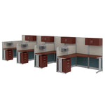 Regency Instant Office 4 Person F-Shaped Cubicle Panel Workstation with Storage 257