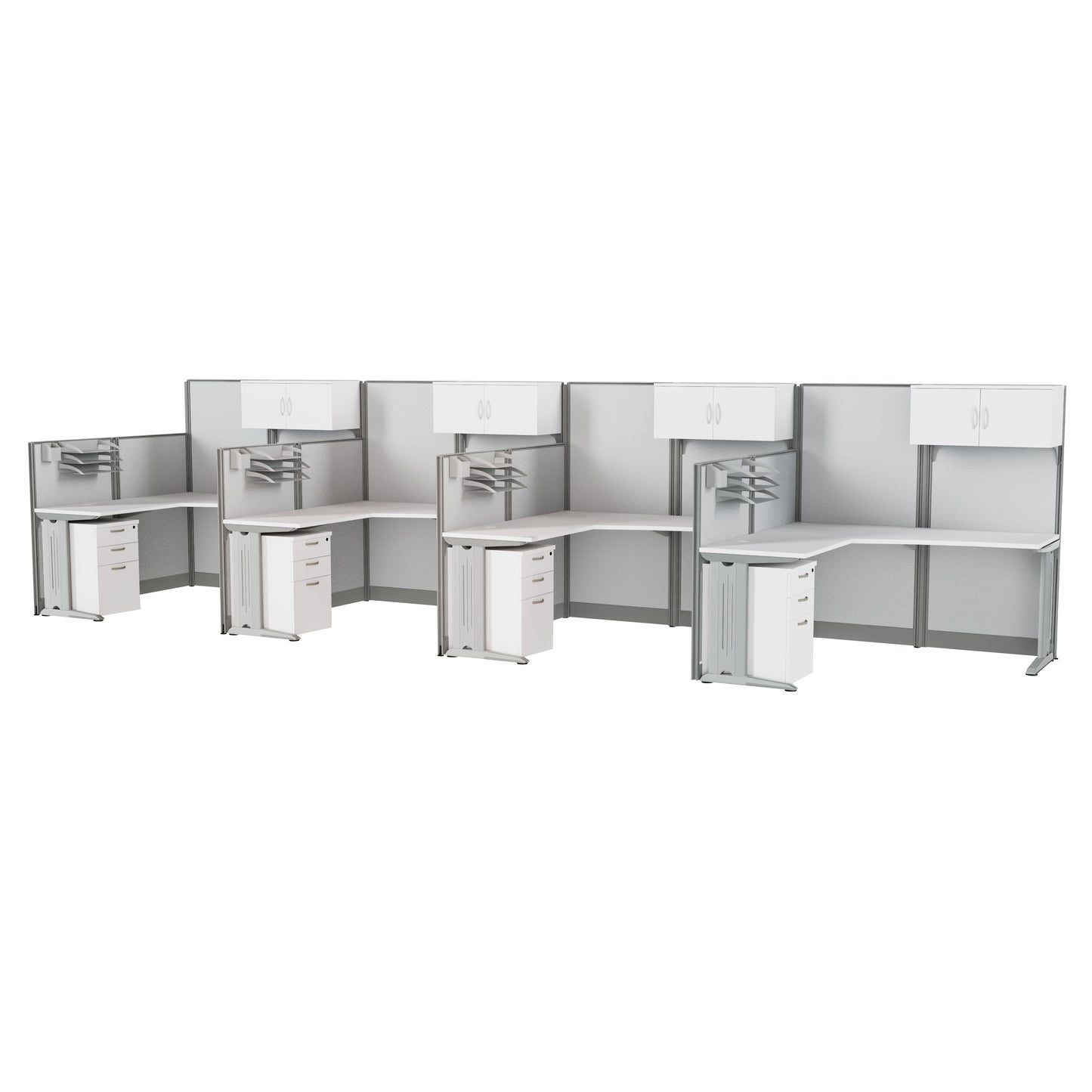 Regency Instant Office 4 Person F-Shaped Cubicle Panel Workstation with Storage 257"W x 33"D x 63"H (REG-OIAH007XX)