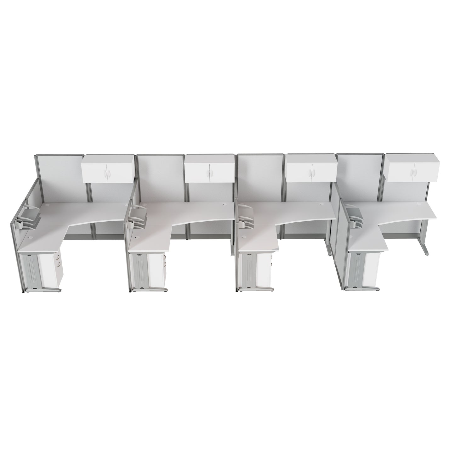 Regency Instant Office 4 Person F-Shaped Cubicle Panel Workstation with Storage 257"W x 33"D x 63"H (REG-OIAH007XX)