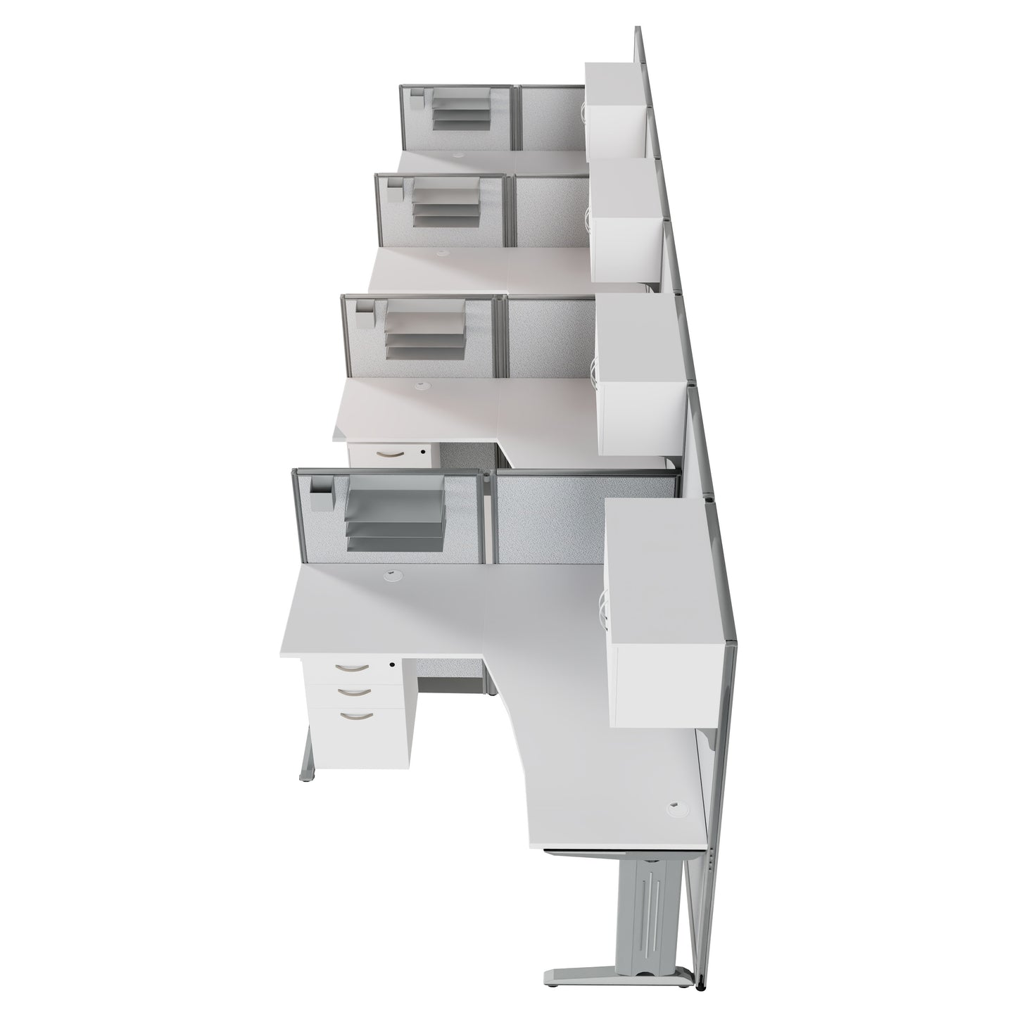 Regency Instant Office 4 Person F-Shaped Cubicle Panel Workstation with Storage 257"W x 33"D x 63"H (REG-OIAH007XX)