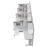 Regency Instant Office 4 Person F-Shaped Cubicle Panel Workstation with Storage 257