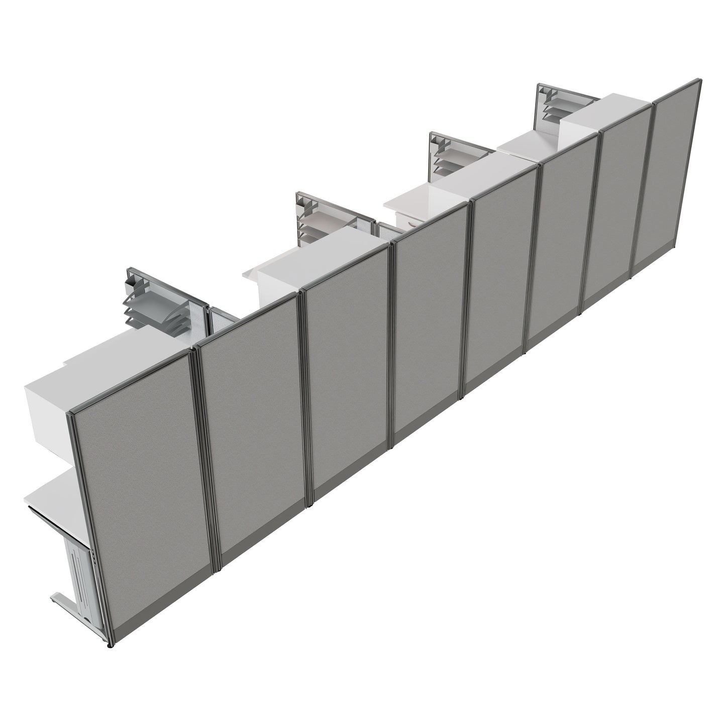 Regency Instant Office 4 Person F-Shaped Cubicle Panel Workstation with Storage 257"W x 33"D x 63"H (REG-OIAH007XX)