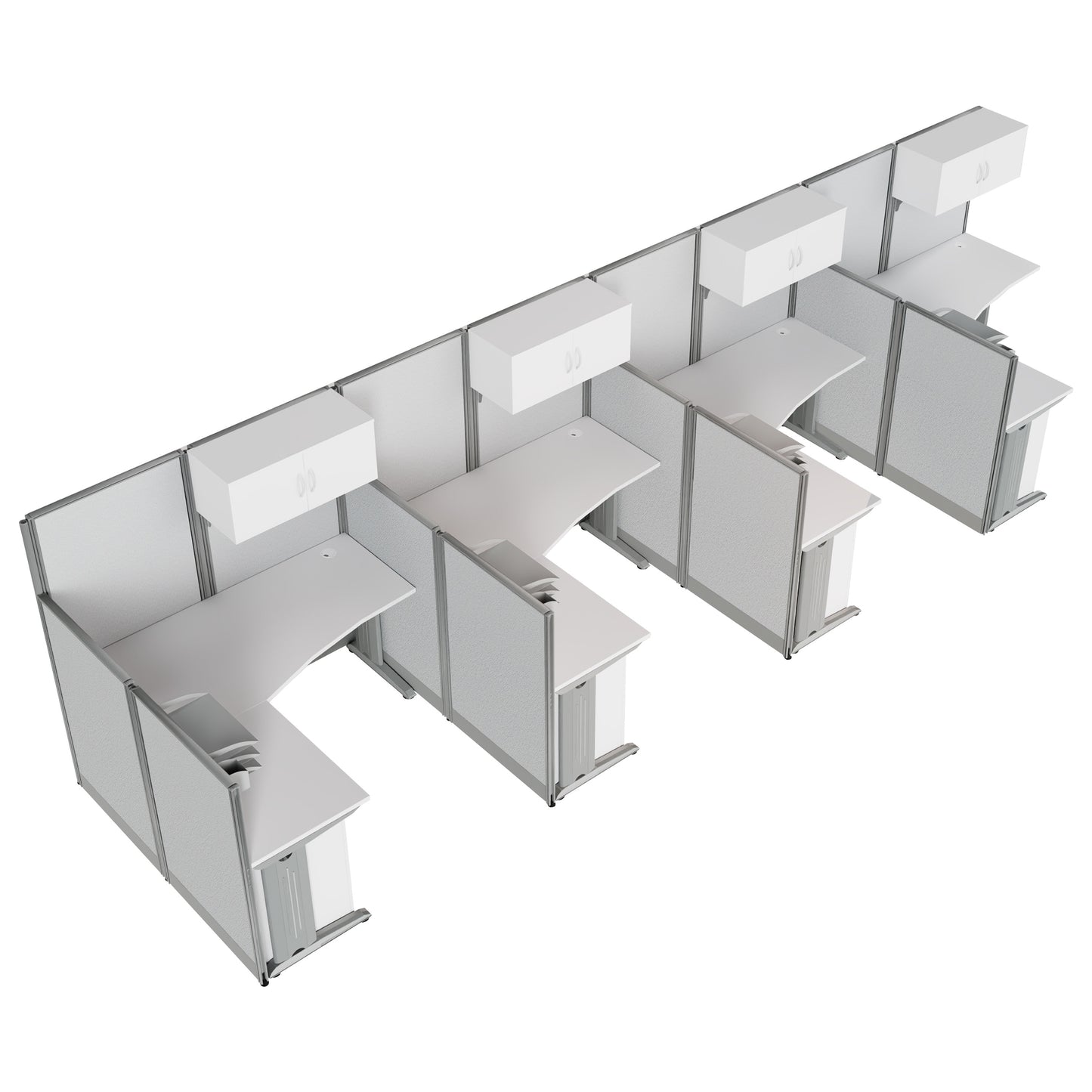 Regency Instant Office 4 Person F-Shaped Cubicle Panel Workstation with Storage 257"W x 33"D x 63"H (REG-OIAH007XX)