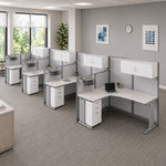 Regency Instant Office 4 Person F-Shaped Cubicle Panel Workstation with Storage 257
