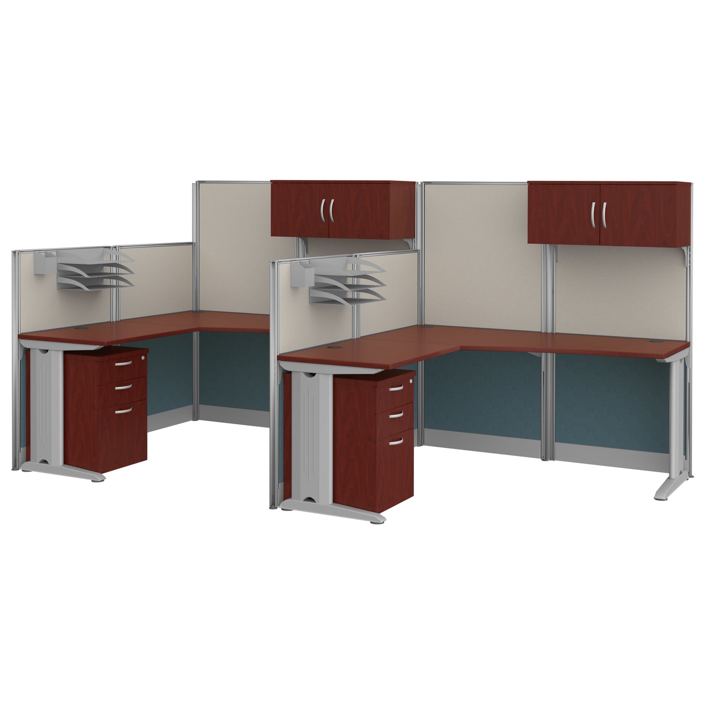 Regency Instant Office 2 Person F-Shaped Cubicle Panel Workstation with Storage 129"W x 33"D x 63"H (REG-OIAH008XX)