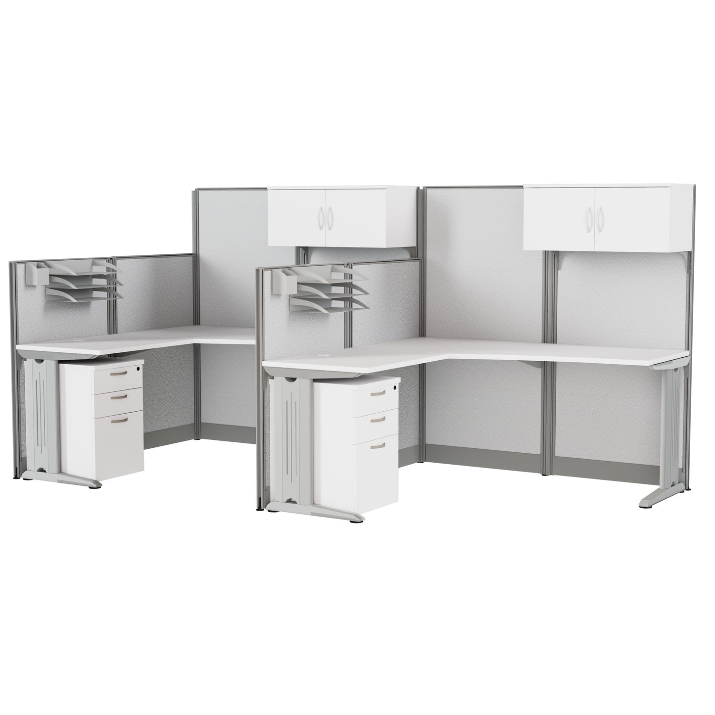 Regency Instant Office 2 Person F-Shaped Cubicle Panel Workstation with Storage 129"W x 33"D x 63"H (REG-OIAH008XX)