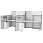Regency Instant Office 2 Person F-Shaped Cubicle Panel Workstation with Storage 129