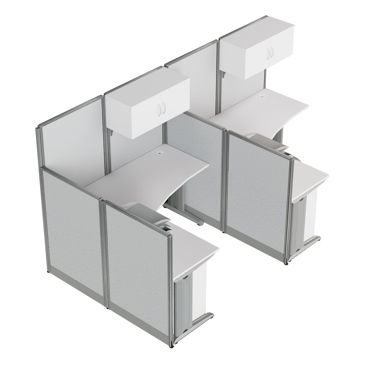 Regency Instant Office 2 Person F-Shaped Cubicle Panel Workstation with Storage 129"W x 33"D x 63"H (REG-OIAH008XX)