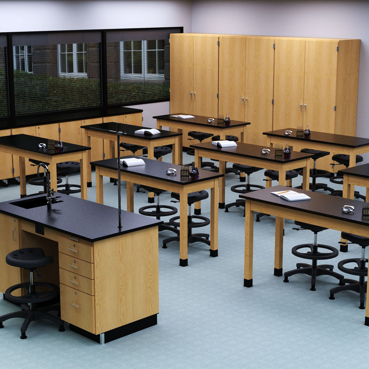Diversified Woodcrafts Plain Apron Table Heavy-Duty Solid Hardwood Laboratory Station 54"W x 24"L x 30"H (DIV-P720542430-LAB)