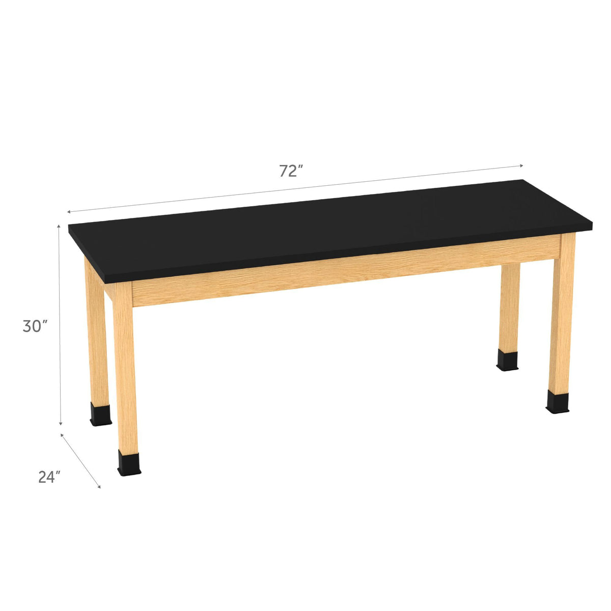 Diversified Woodcrafts Plain Apron Table High-Resistance Solid Wood Laboratory Desk 72"W x 24"L x 30"H (DIV-P7602436-LAB)