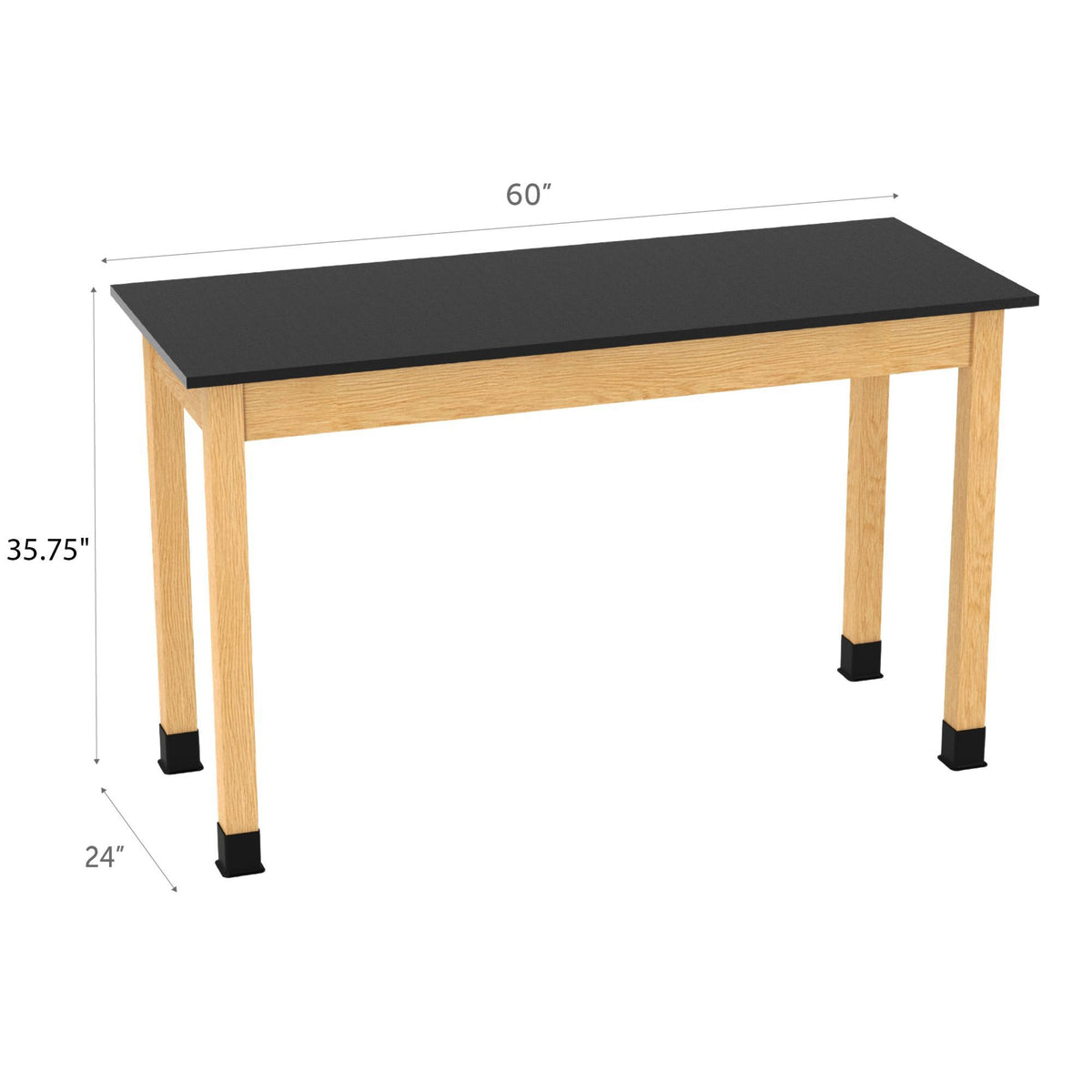 Diversified Woodcrafts Plain Apron Table High-Resistance Solid Wood Laboratory Desk 60"W x 24"L x 36.25"H (DIV-P7602436-LAB)
