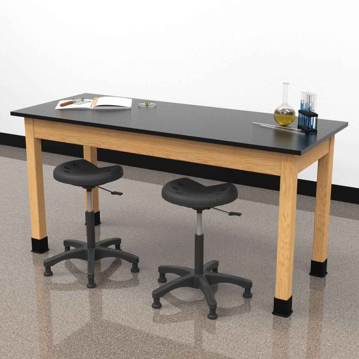 Diversified Woodcrafts Plain Apron Table High-Resistance Solid Wood Laboratory Desk 60"W x 24"L x 36.25"H (DIV-P7602436-LAB)