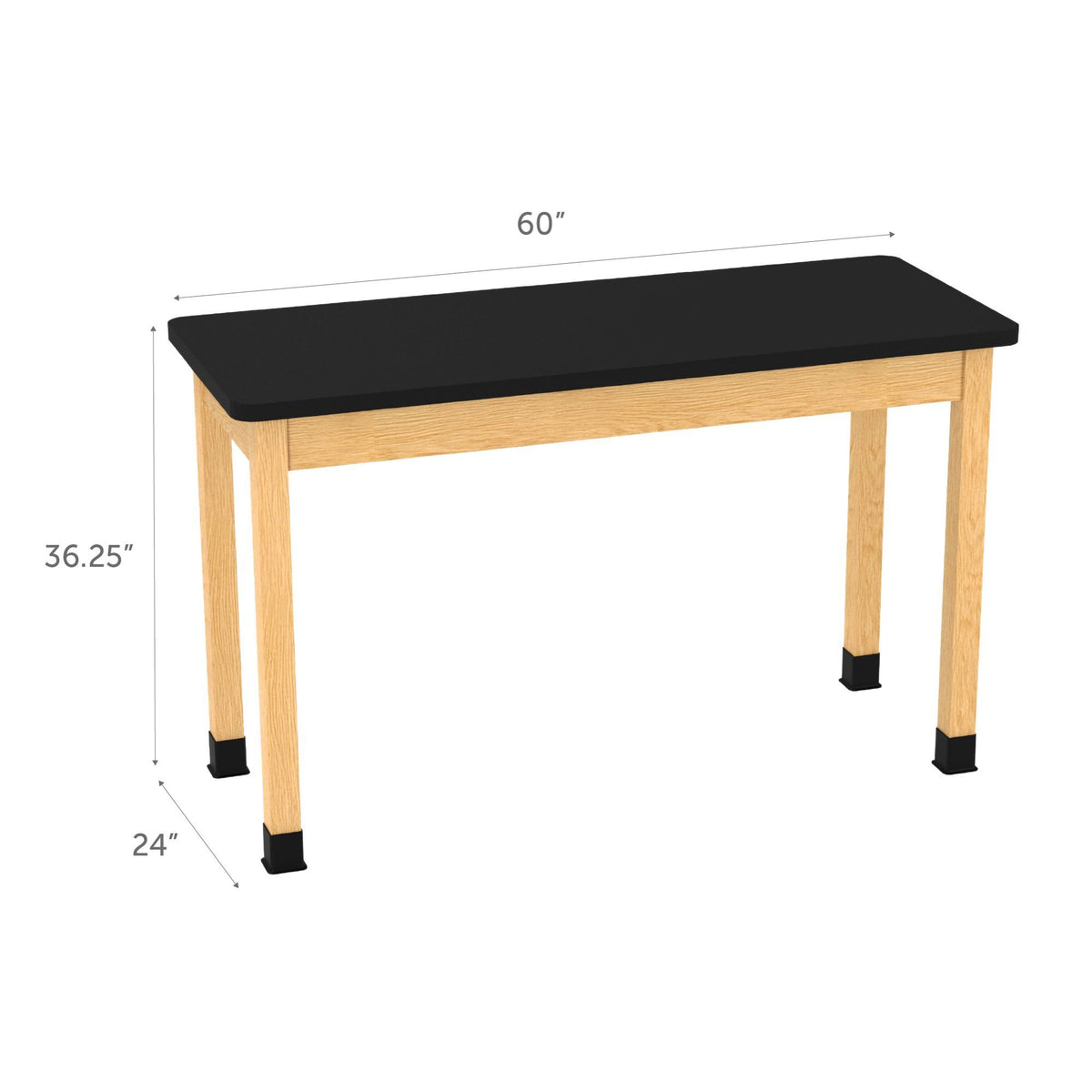 Diversified Woodcrafts Plain Apron Table High-Resistance Solid Wood Laboratory Desk 24"W x 60"L x 36.25"H (DIV-P760LBBK36N)