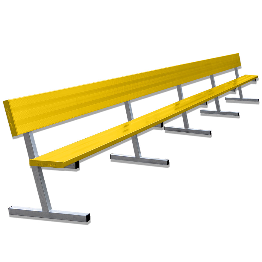 Jaypro Sports Outdoor Player Benches - Portable - Aluminum Team Bench with Seat Back- 27', Powder Coated (PB-90PC)